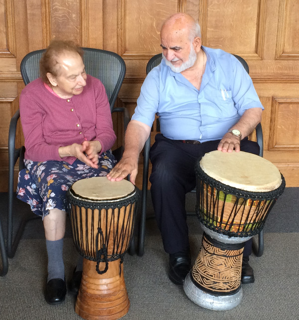 Members of Dementia Club UK learning to play African Drums Members of Dementia Club UK learning to play African Drums