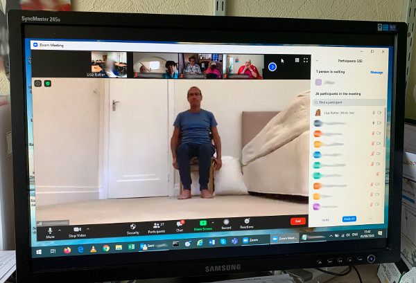 Richard Kravetz taking us through a chair yoga routine Richard Kravetz taking us through a chair yoga routine