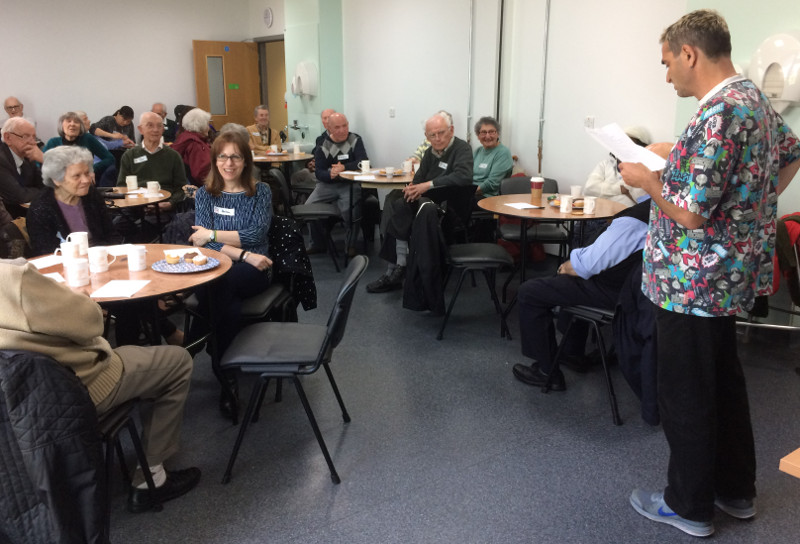 Dementia Club UK volunteer Kevin taking a quiz Dementia Club UK volunteer Kevin taking a quiz
