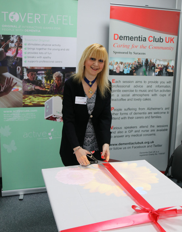 Cllr Lisa Rutter founder and chaiman of Dementia Club UK was also standing in for the Mayor of Barnet cutting the ribbon Cllr Lisa Rutter founder and chaiman of Dementia Club UK was also standing in for the Mayor of Barnet cutting the ribbon