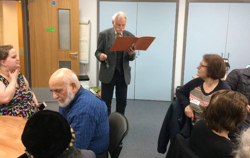 Cllr John Hart reading some French poetry Cllr John Hart reading some French poetry