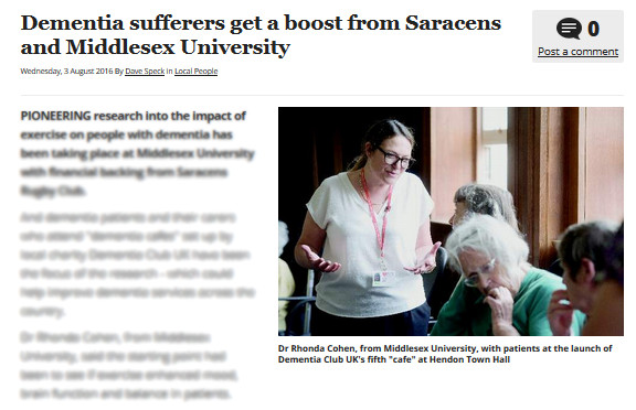Hendon & Finchley Press article on dementia research Middlesex University is conducting Hendon & Finchley Press article on dementia research Middlesex University is conducting